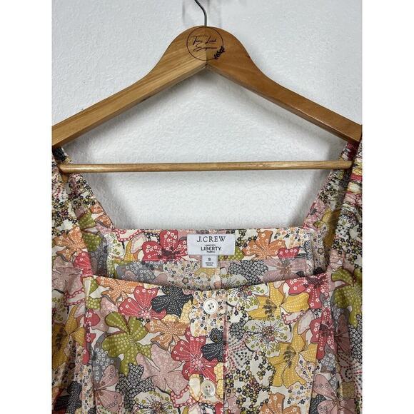 J. Crew Cottage Dress Liberty Mauvey Floral Print Small S Puff Sleeves - Picture 2 of 6